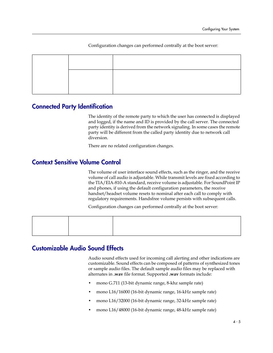 Connected party identification, Context sensitive volume control, Customizable audio sound effects | The id | Polycom SoundPoint IP 601 User Manual | Page 59 / 373