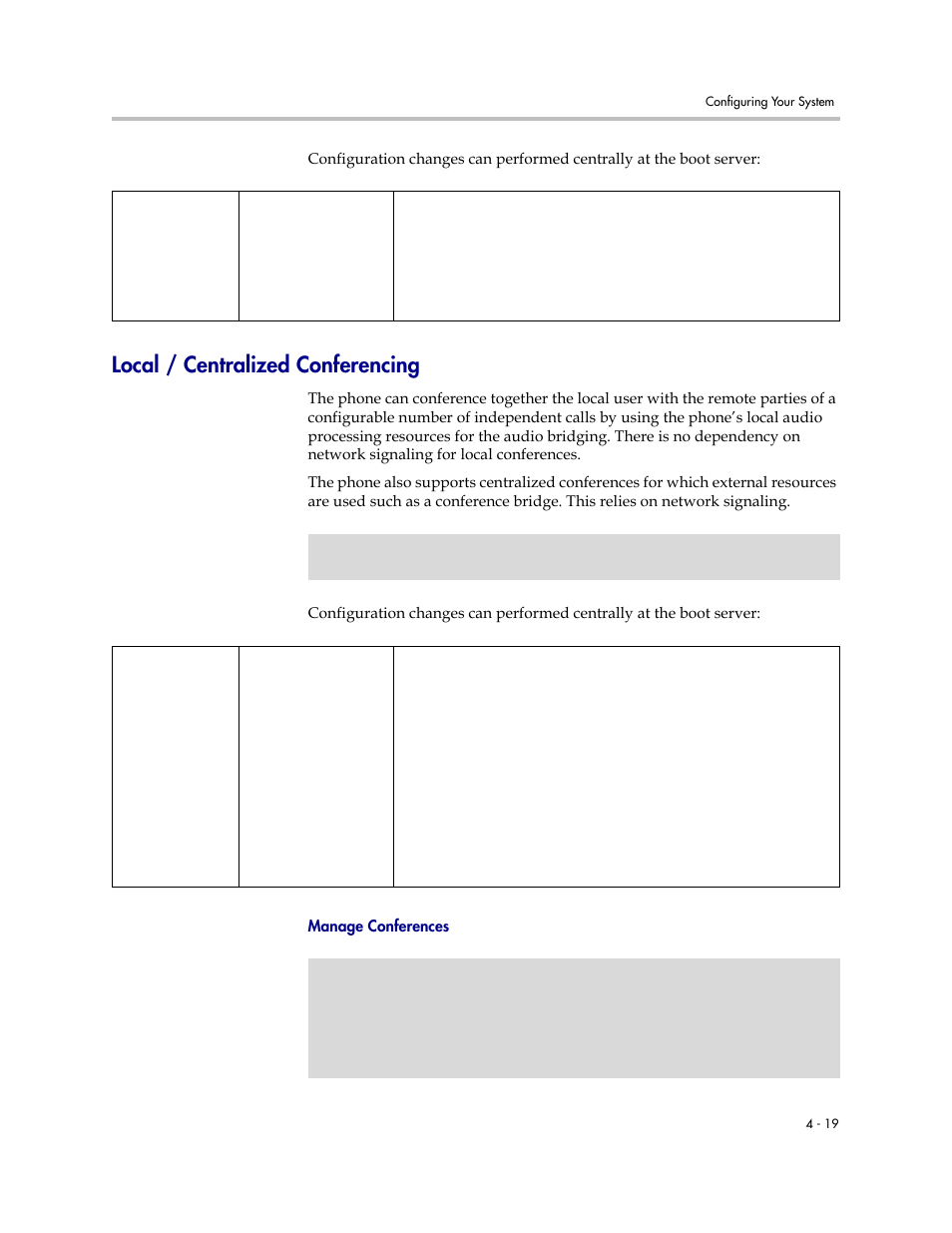 Local / centralized conferencing, Local / centralized conferencing –19, The phone | Polycom SoundPoint IP 601 User Manual | Page 73 / 373