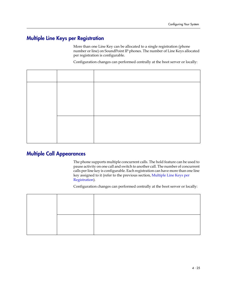 Multiple line keys per registration, Multiple call appearances | Polycom SoundPoint IP 601 User Manual | Page 79 / 373