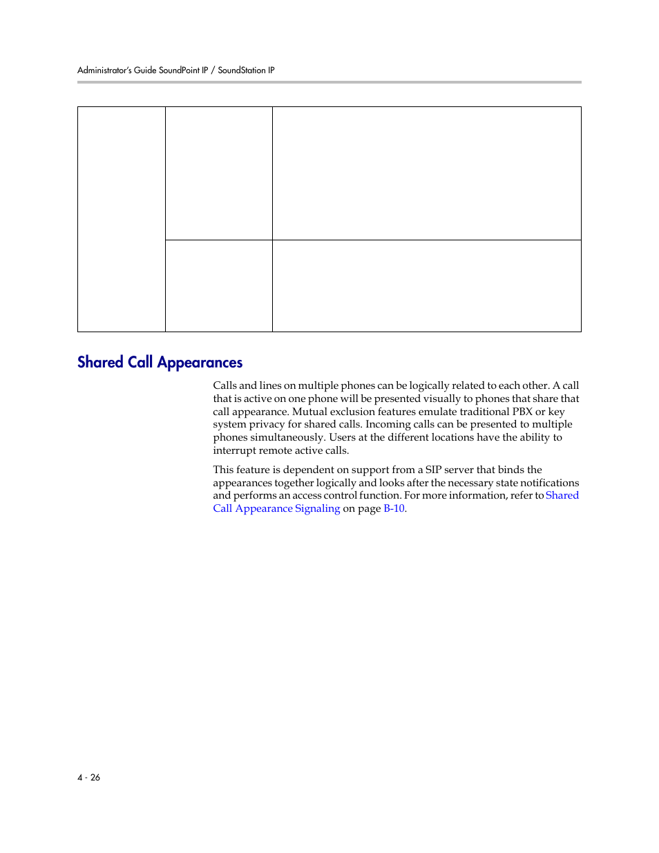 Shared call appearances, Shared call appearances –26 | Polycom SoundPoint IP 601 User Manual | Page 80 / 373