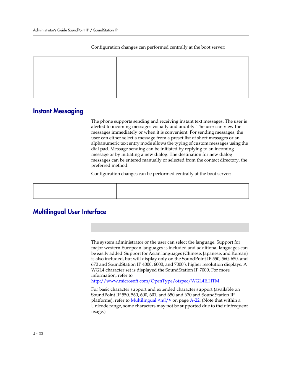 Instant messaging, Multilingual user interface | Polycom SoundPoint IP 601 User Manual | Page 84 / 373