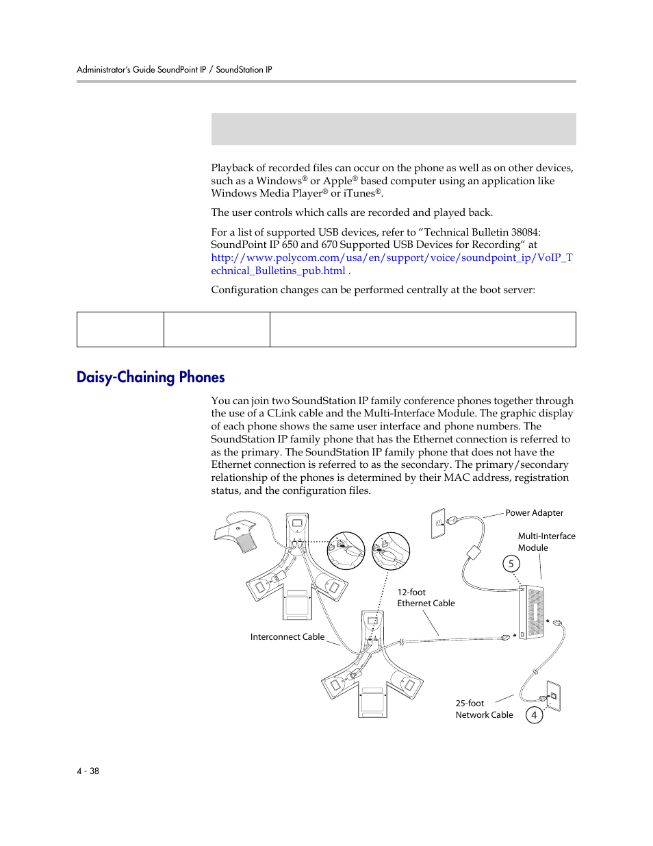 Daisy-chaining phones, Daisy-chaining phones –38 | Polycom SoundPoint IP 601 User Manual | Page 92 / 373