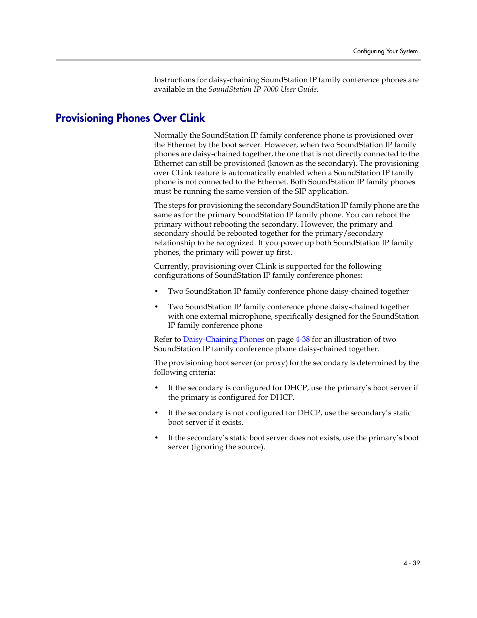 Provisioning phones over clink, Provisioning phones over clink –39 | Polycom SoundPoint IP 601 User Manual | Page 93 / 373