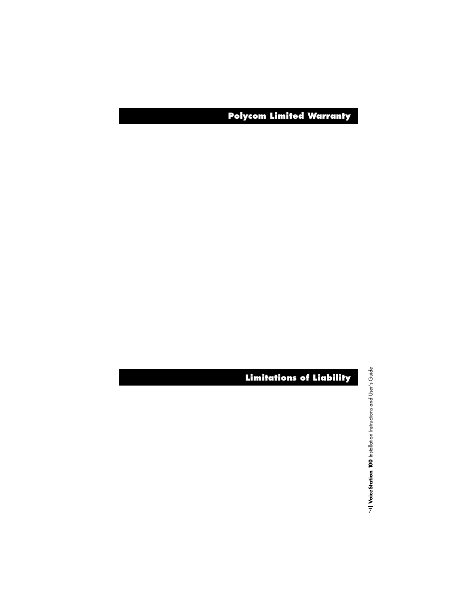 Polycom limited warranty, Limitations of liability | Polycom VoiceStation 100 User Manual | Page 11 / 41