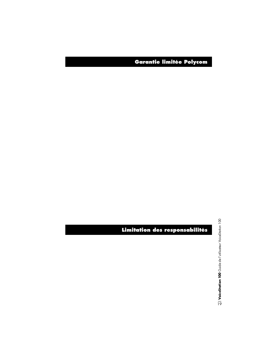 Garantie limitée polycom, Limitation des responsabilités | Polycom VoiceStation 100 User Manual | Page 23 / 41