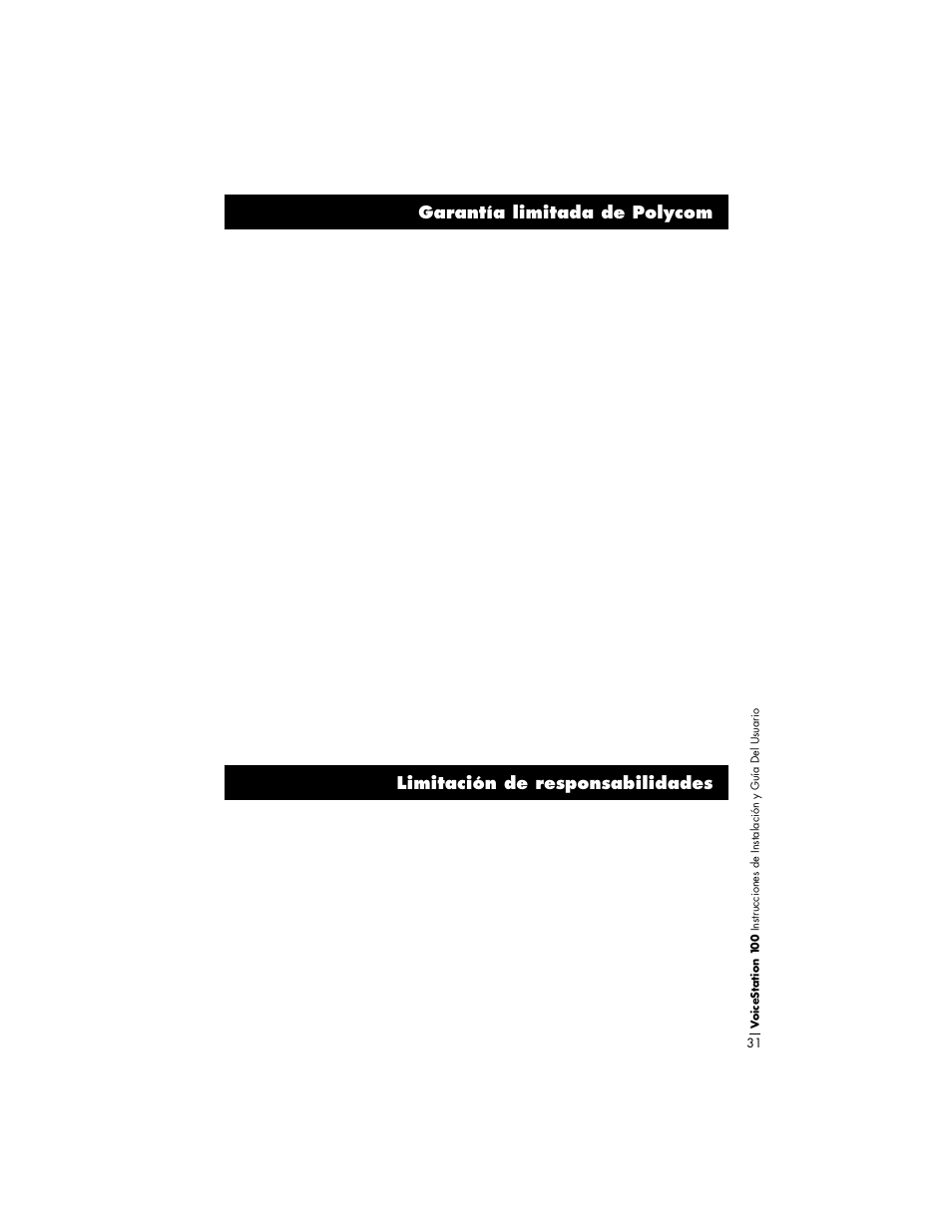 Garantía limitada de polycom, Limitación de responsabilidades | Polycom VoiceStation 100 User Manual | Page 35 / 41