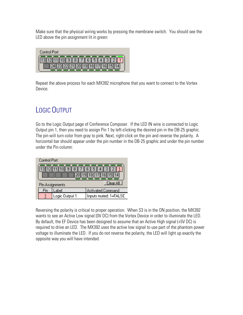 Logic output, Ogic, Utput | Polycom MX392 User Manual | Page 10 / 44