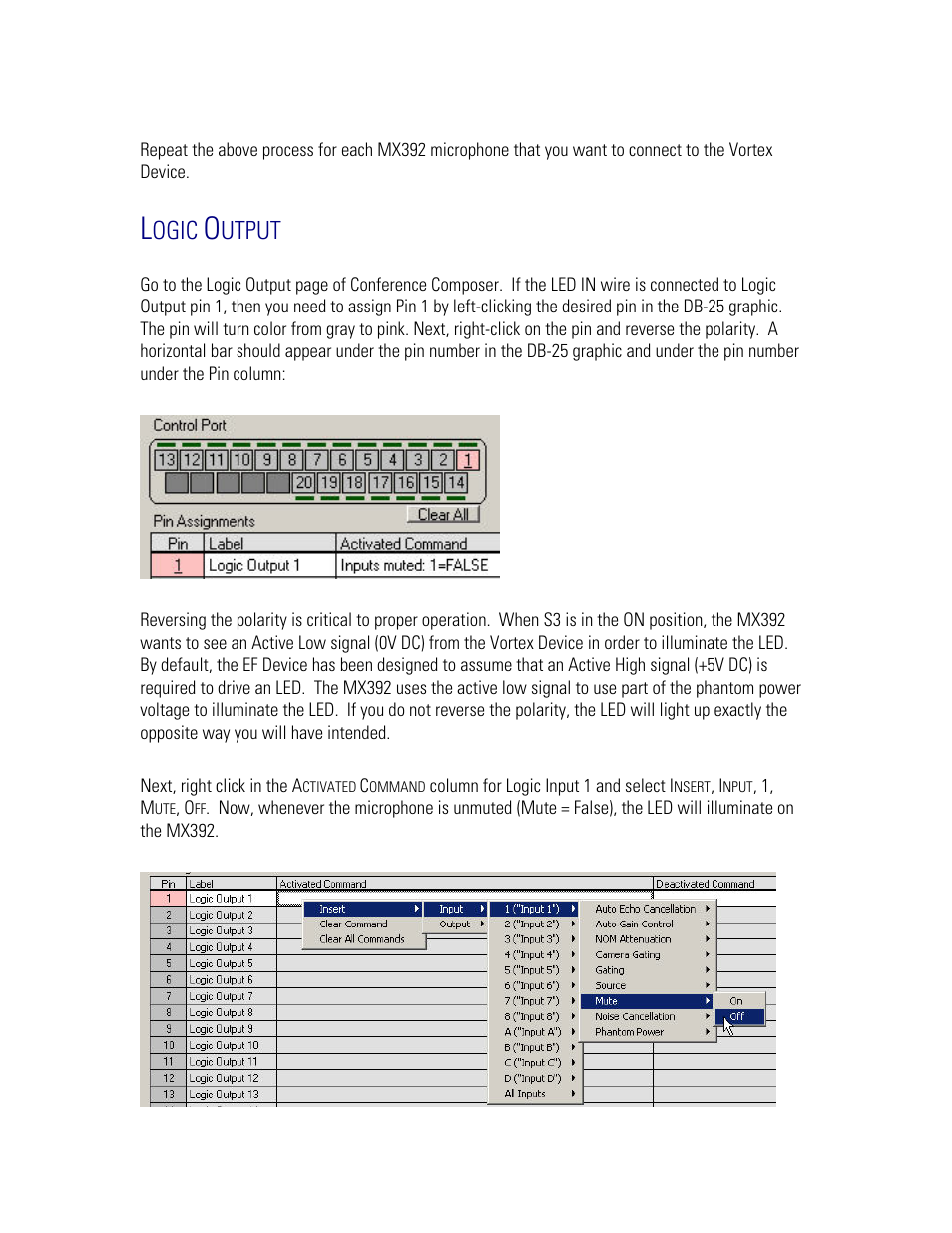 Logic output, Ogic, Utput | Polycom MX392 User Manual | Page 15 / 44