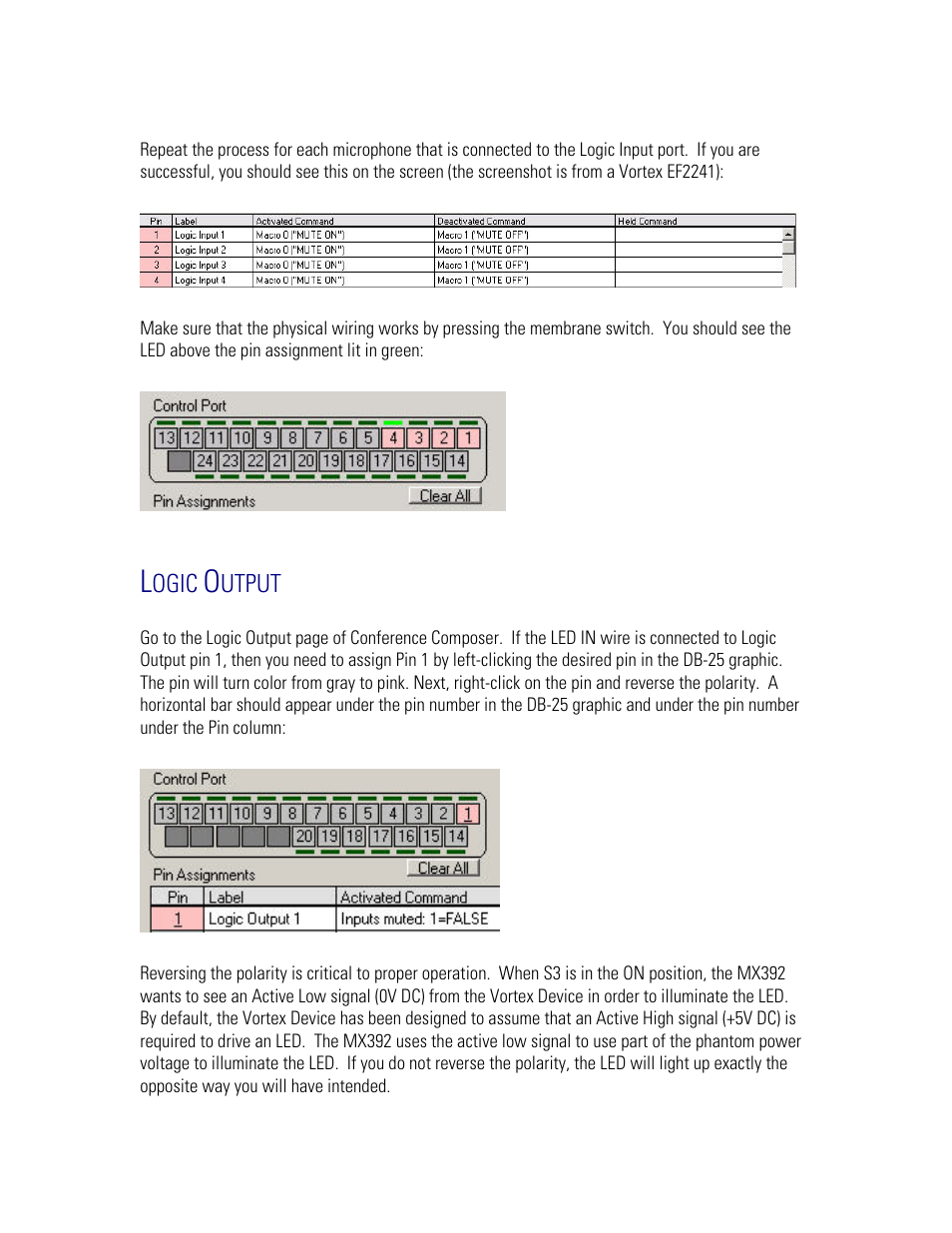 Logic output, Ogic, Utput | Polycom MX392 User Manual | Page 23 / 44