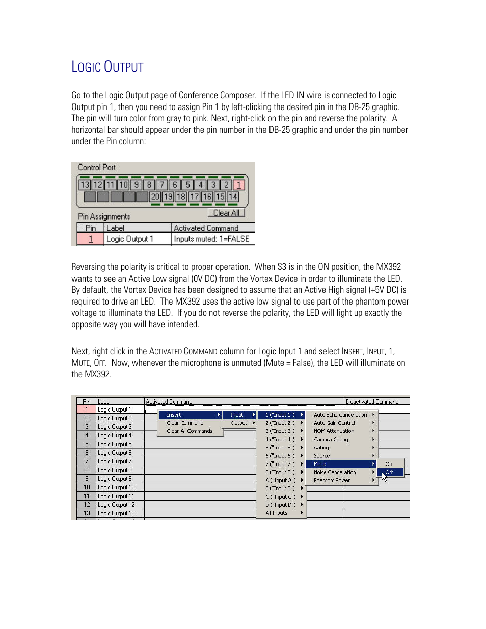 Logic output, Ogic, Utput | Polycom MX392 User Manual | Page 42 / 44