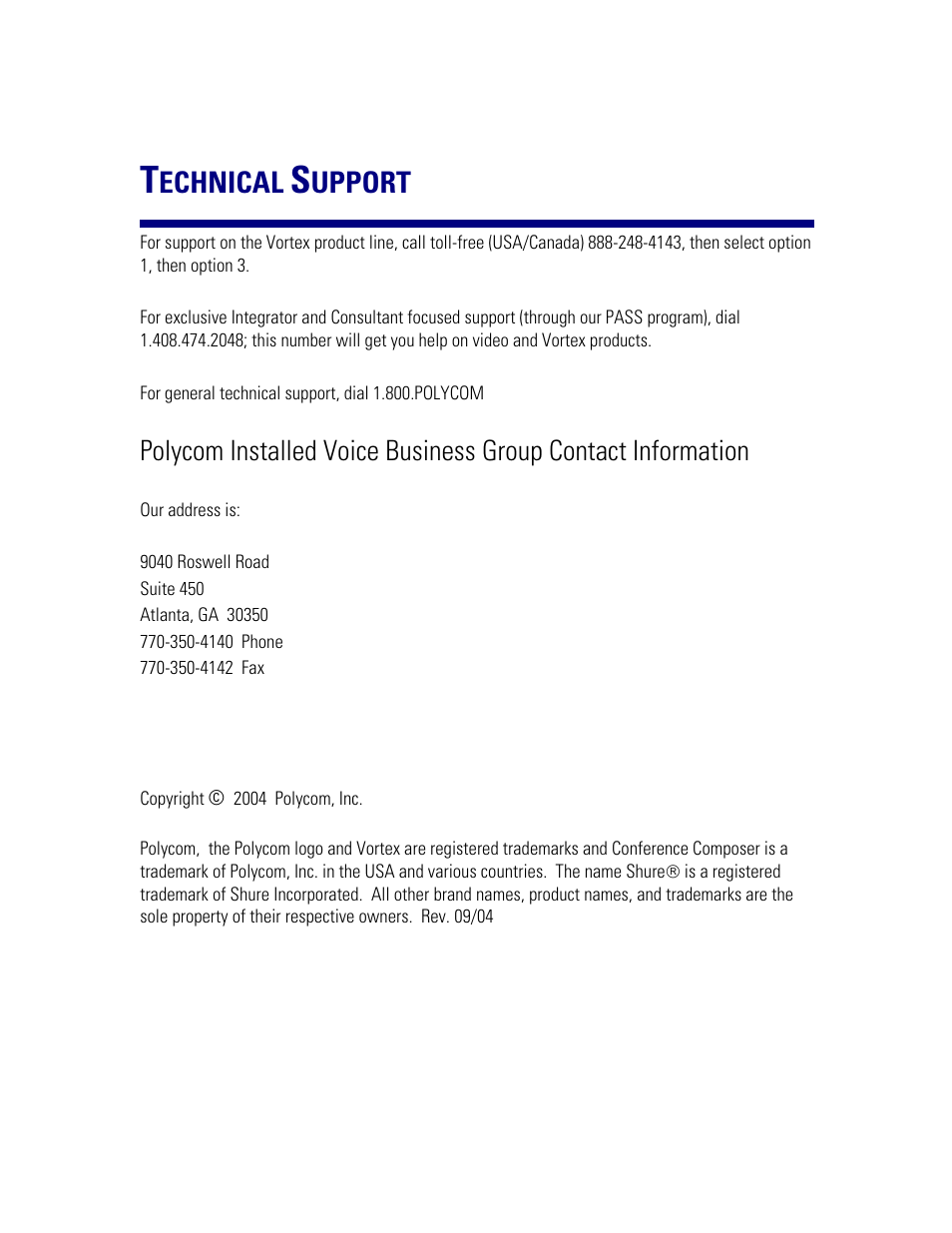 Technical support, Echnical, Upport | Polycom MX392 User Manual | Page 44 / 44