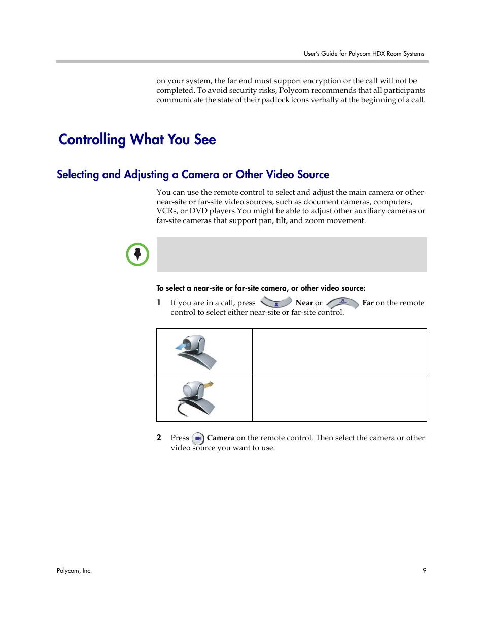 Controlling what you see | Polycom HDX User Manual | Page 13 / 49