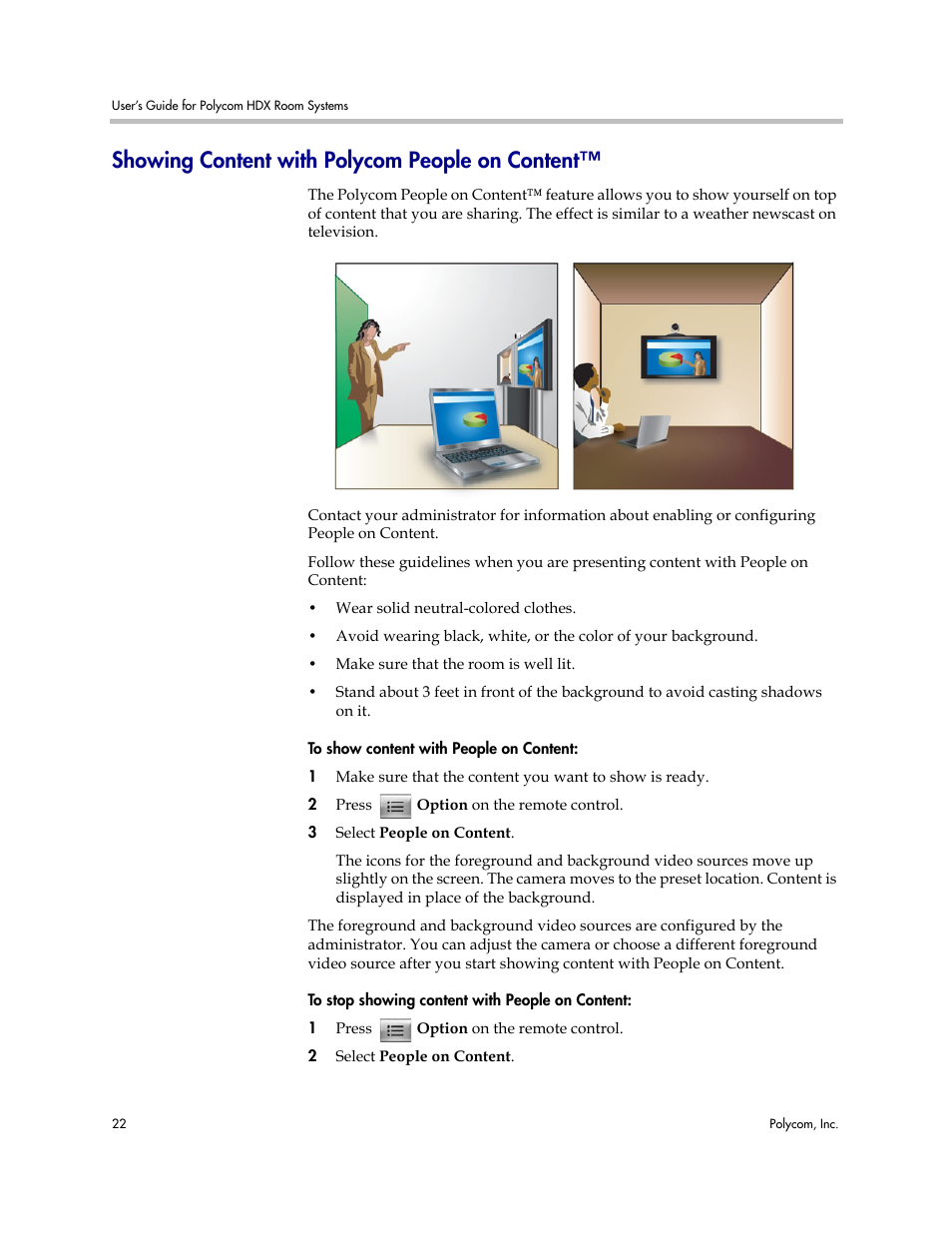 Showing content with polycom people on content | Polycom HDX User Manual | Page 26 / 49