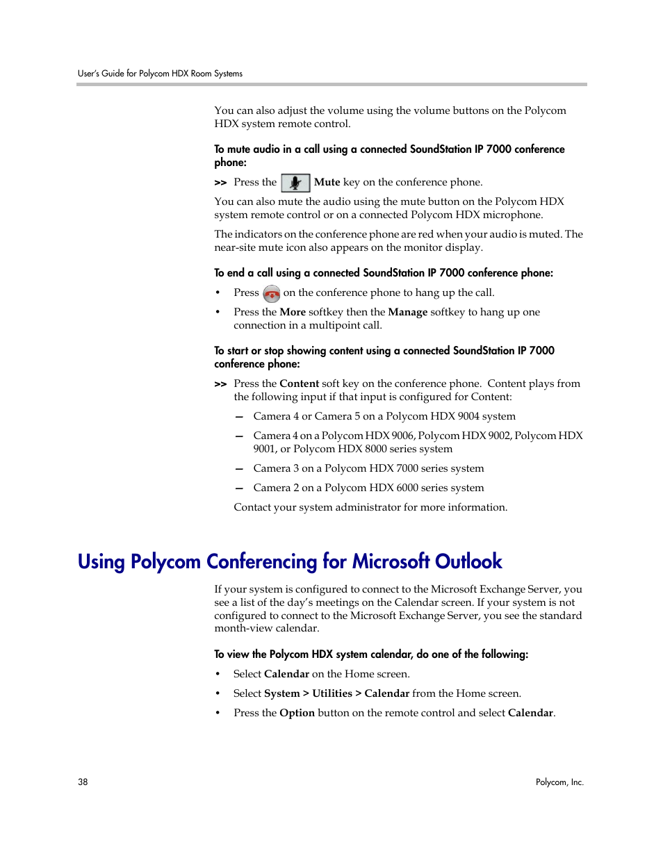 Using polycom conferencing for microsoft outlook, Using polycom, Conferencing for microsoft outlook | Polycom HDX User Manual | Page 42 / 49