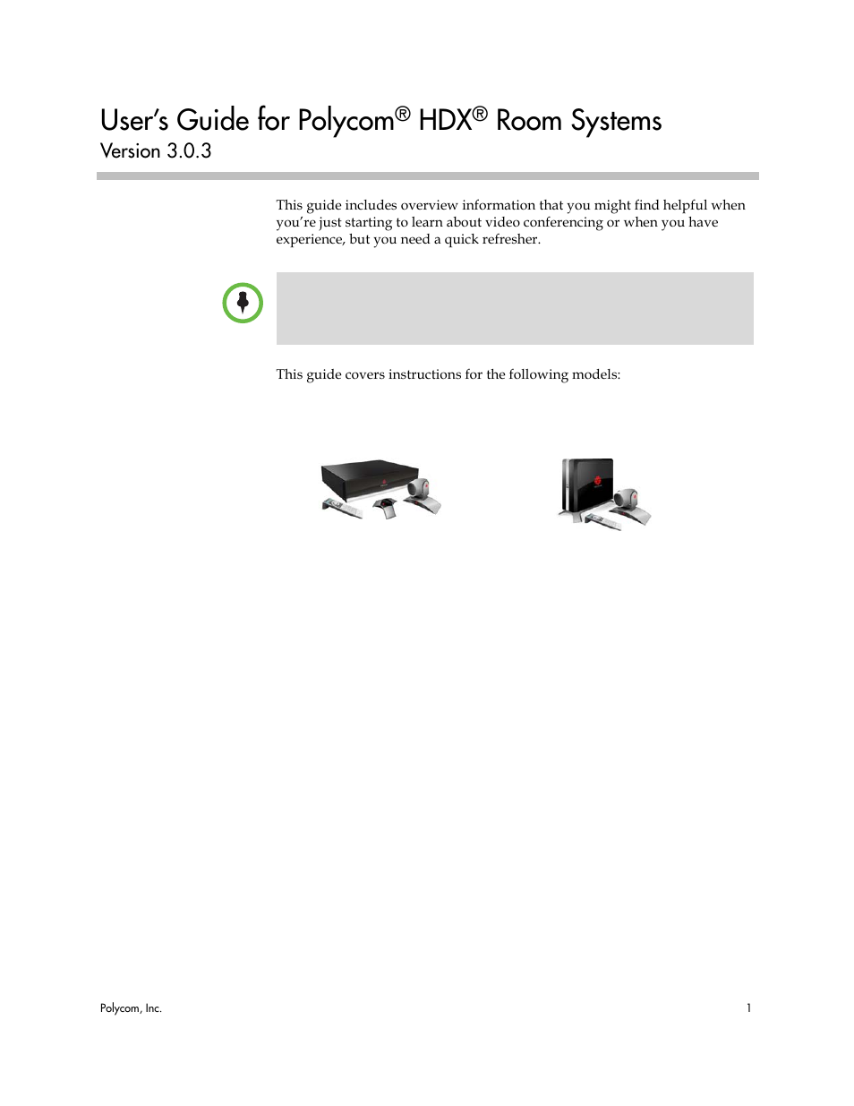 User’s guide for polycom, Room systems | Polycom HDX User Manual | Page 5 / 49