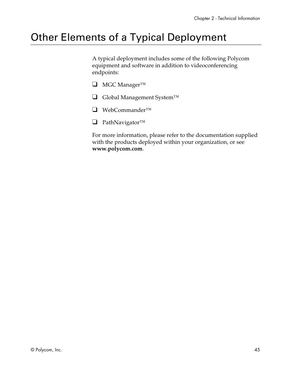 Other elements of a typical deployment | Polycom ViewStation EX4000 User Manual | Page 55 / 150