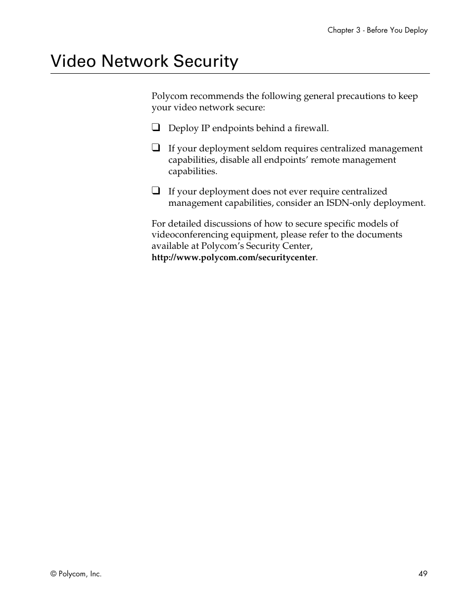 Video network security | Polycom ViewStation EX4000 User Manual | Page 59 / 150