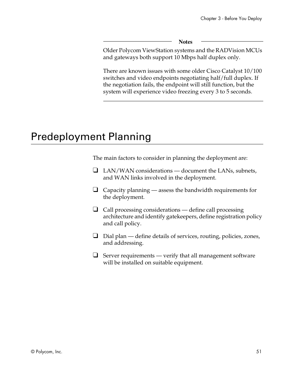 Predeployment planning | Polycom ViewStation EX4000 User Manual | Page 61 / 150