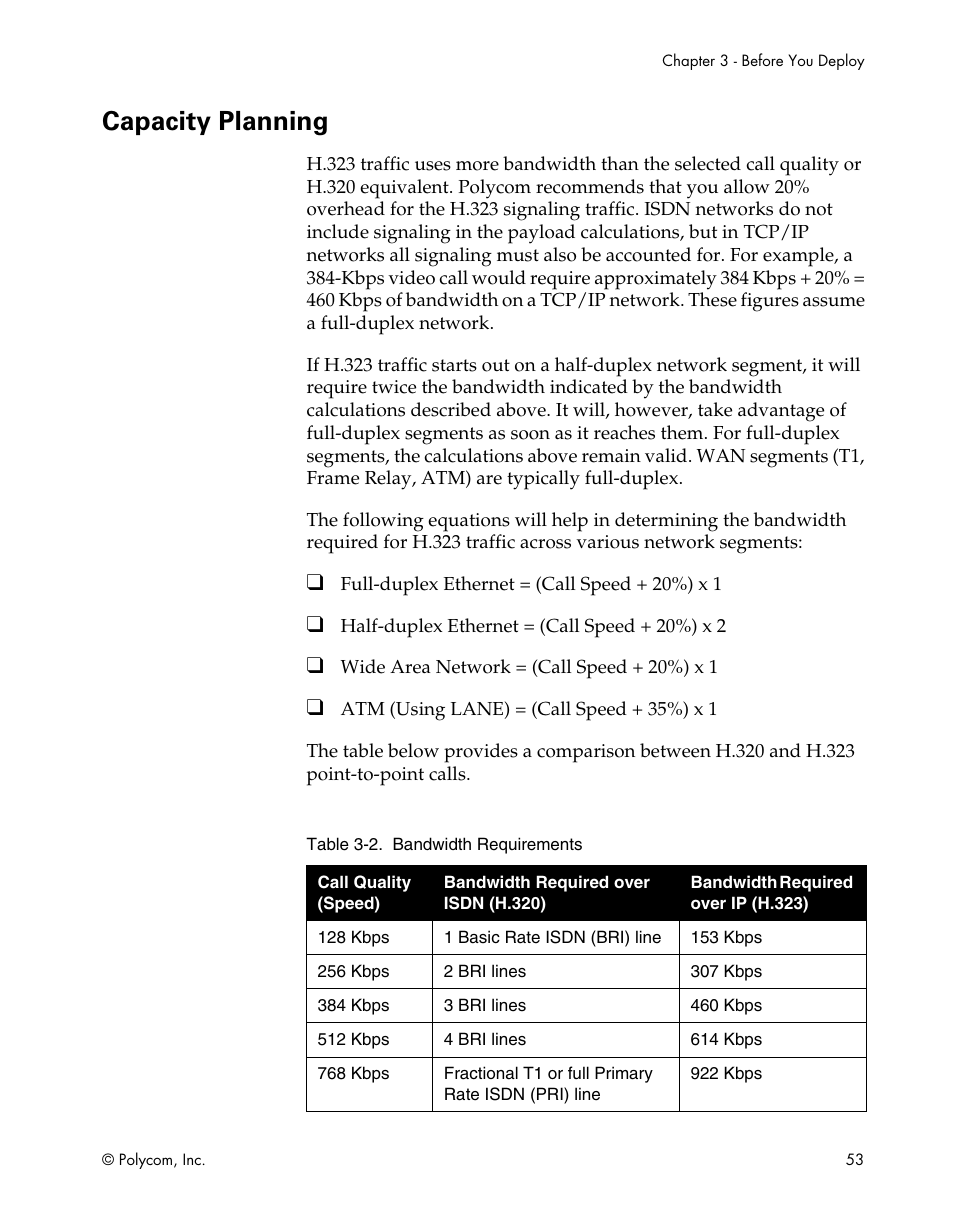 Capacity planning | Polycom ViewStation EX4000 User Manual | Page 63 / 150