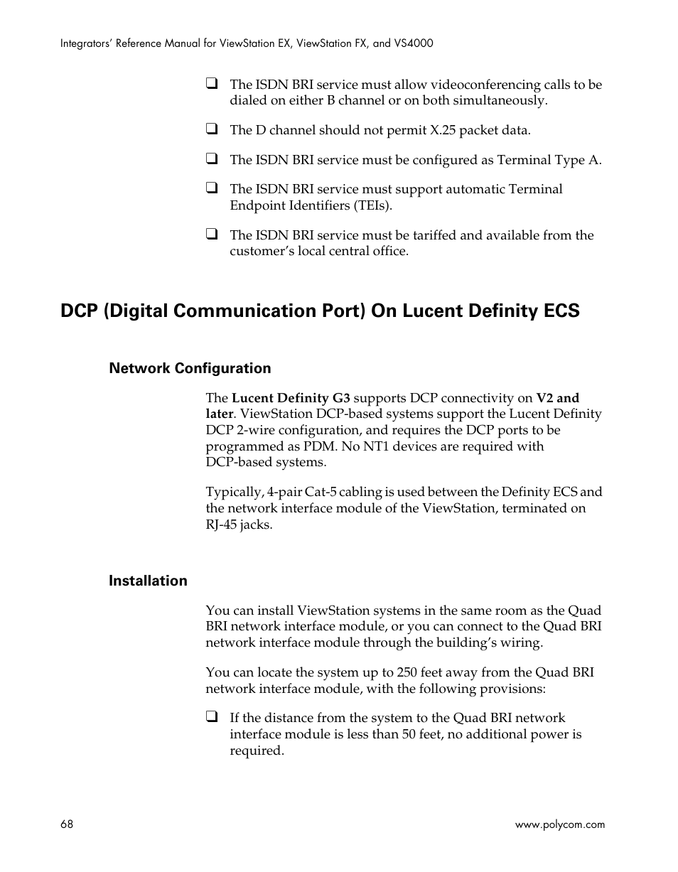 Network configuration, Installation | Polycom ViewStation EX4000 User Manual | Page 78 / 150