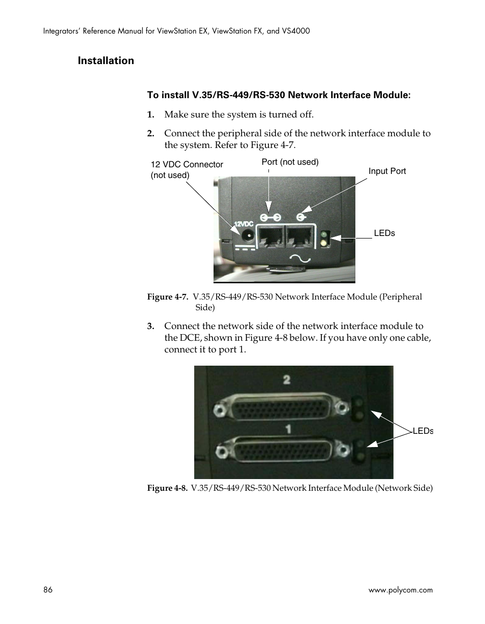 Installation, Figure 4-7, Figure 4-8 | Polycom ViewStation EX4000 User Manual | Page 96 / 150