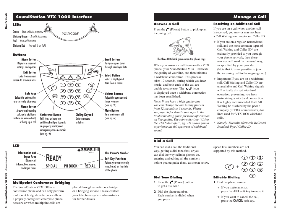 Ready | Polycom VTX1000 User Manual | Page 6 / 32