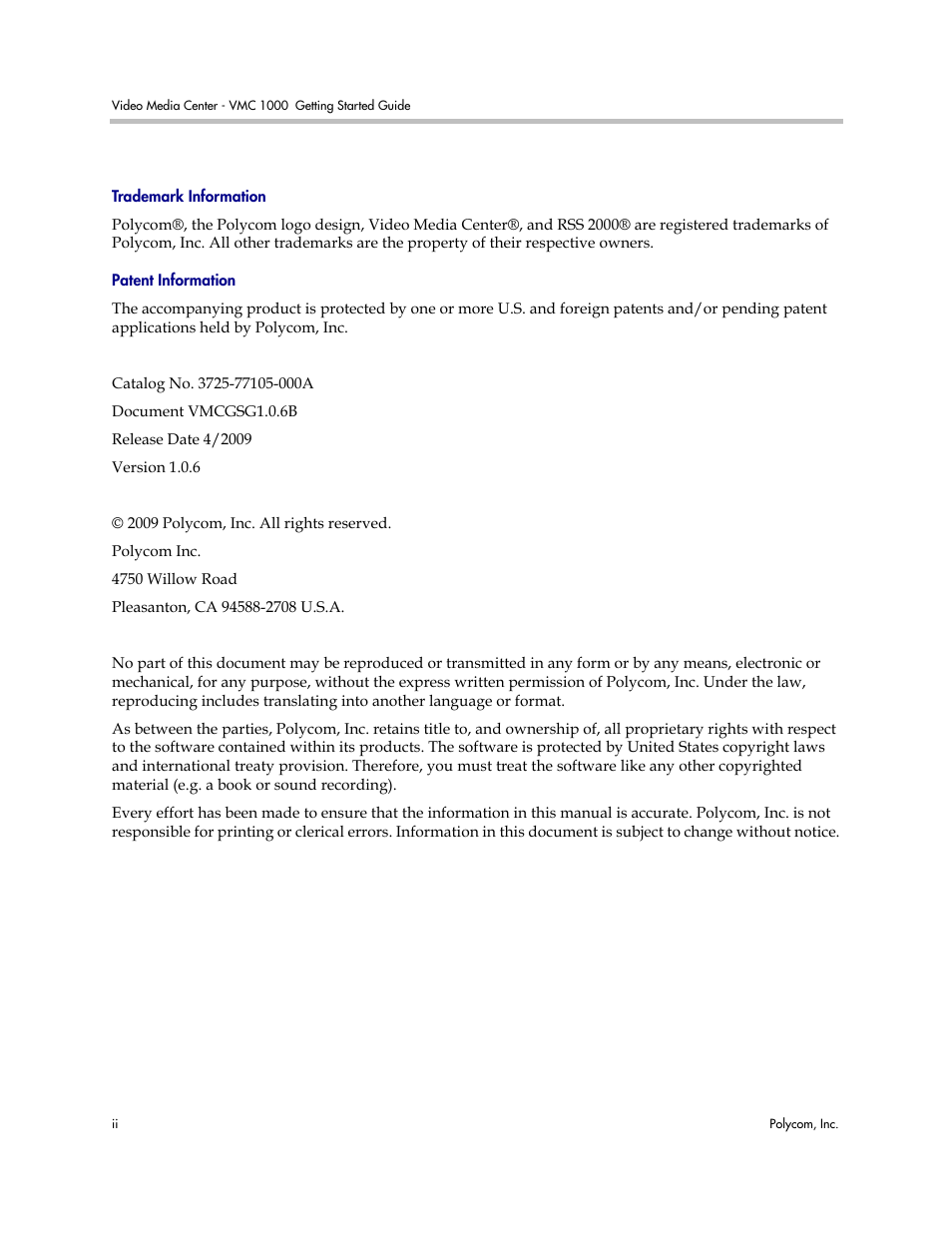 Polycom Video Media Center VMC 1000 User Manual | Page 2 / 38