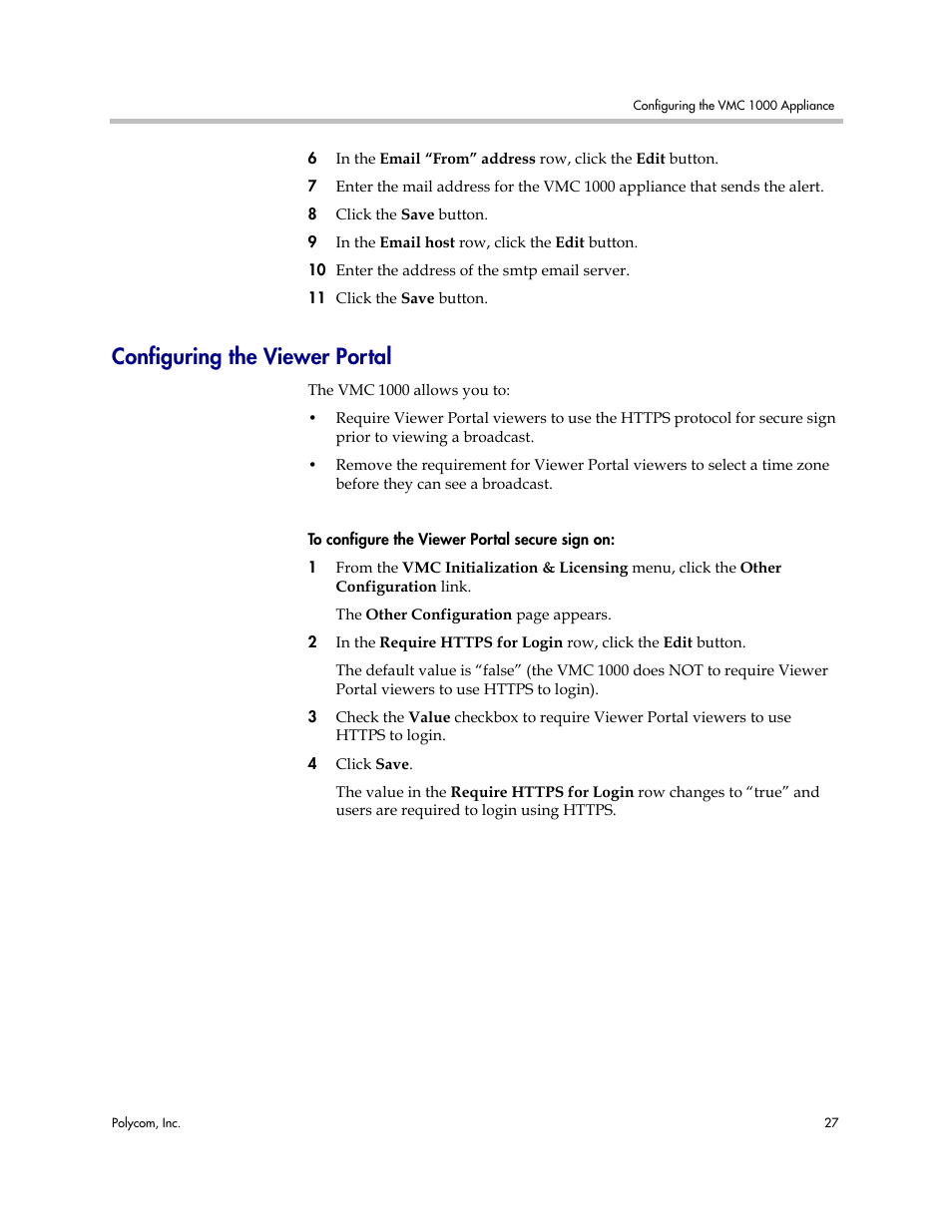 Configuring the viewer portal | Polycom Video Media Center VMC 1000 User Manual | Page 31 / 38