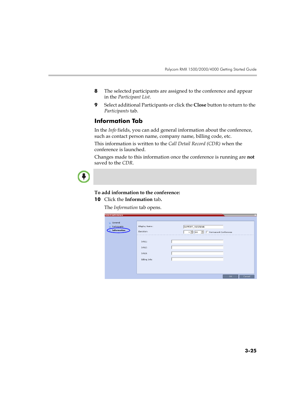 Information tab, Information tab -25 | Polycom DOC2560A User Manual | Page 103 / 188