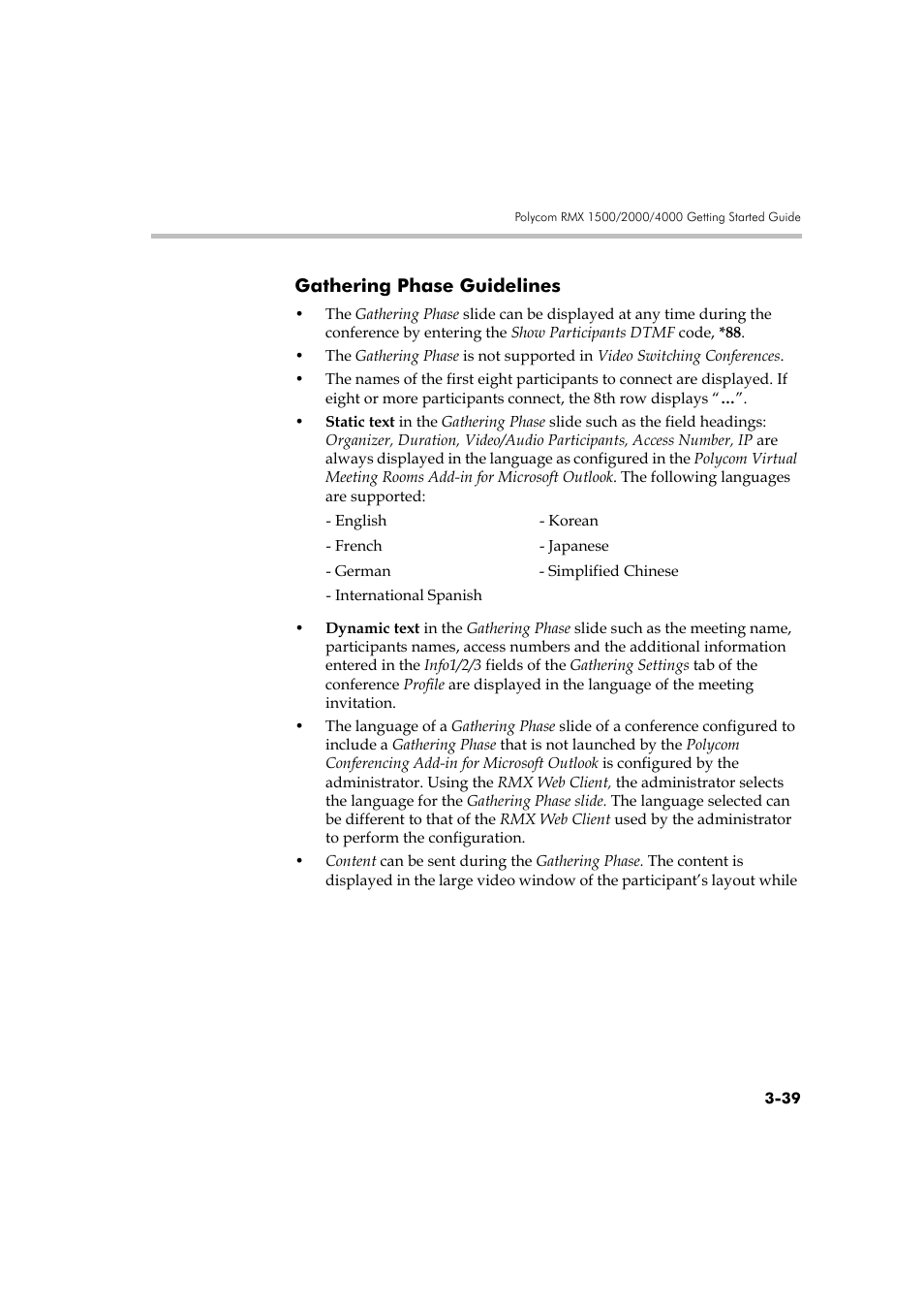 Gathering phase guidelines, Gathering phase guidelines -39 | Polycom DOC2560A User Manual | Page 117 / 188