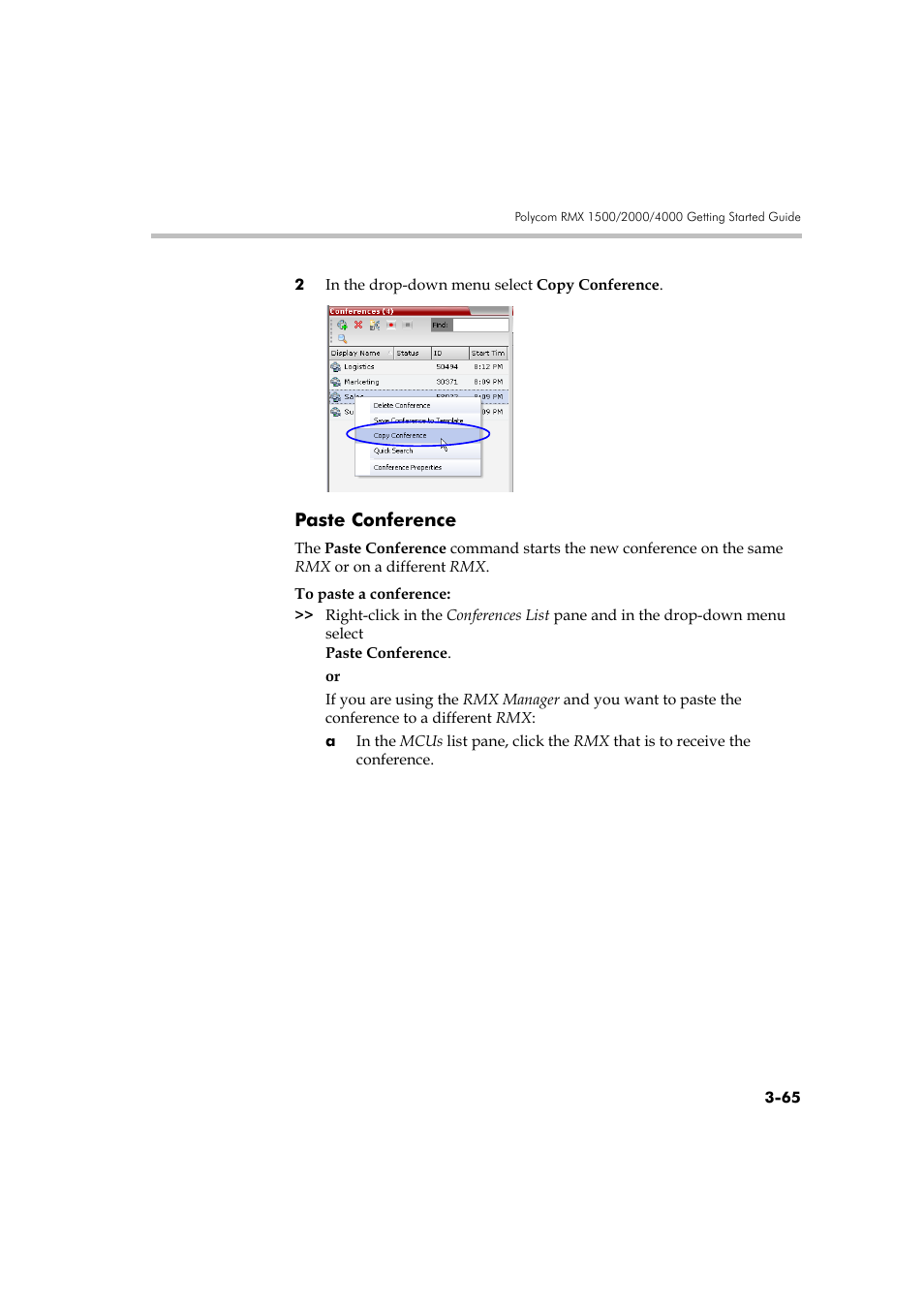 Paste conference, Paste conference -65 | Polycom DOC2560A User Manual | Page 143 / 188