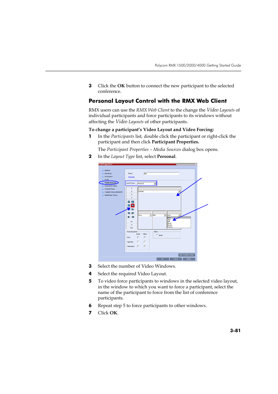 Personal layout control with the rmx web client | Polycom DOC2560A User Manual | Page 159 / 188