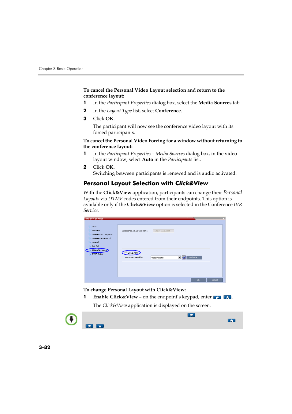 Personal layout selection with click&view, Personal layout selection with click&view -82 | Polycom DOC2560A User Manual | Page 160 / 188