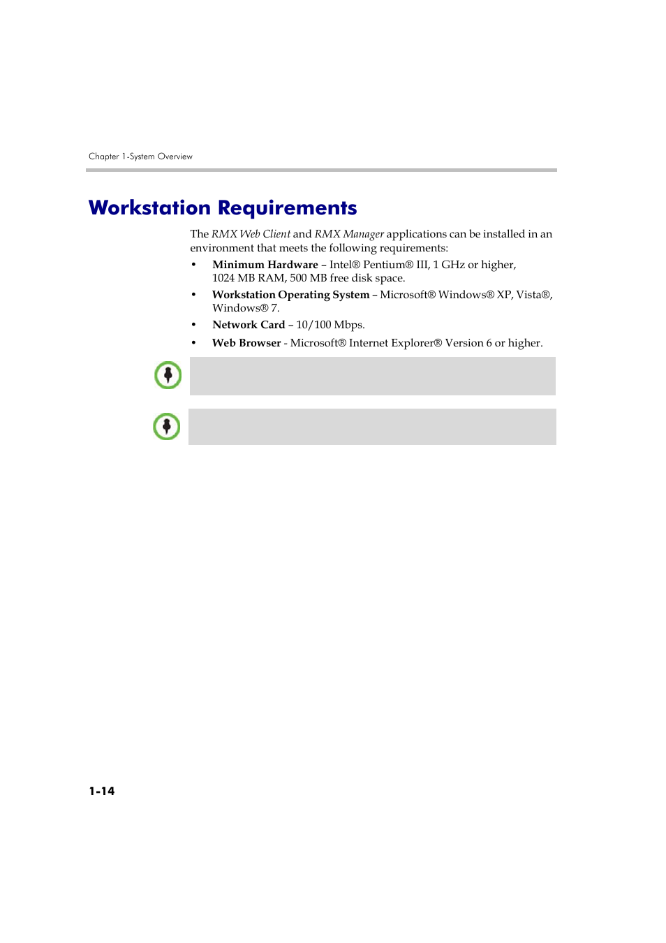 Workstation requirements, Workstation requirements -14 | Polycom DOC2560A User Manual | Page 24 / 188