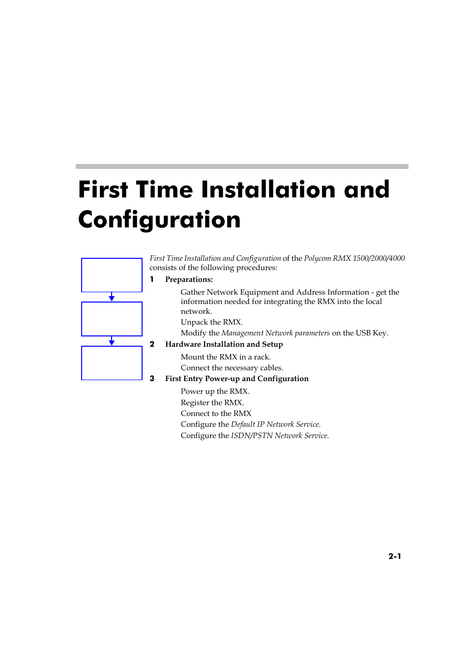 First time installation and configuration, First time installation and configuration -1 | Polycom DOC2560A User Manual | Page 33 / 188