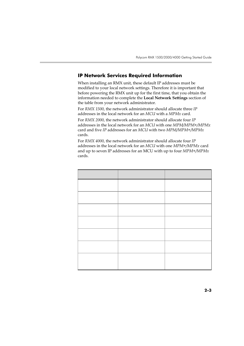 Ip network services required information, Ip network services required information -3 | Polycom DOC2560A User Manual | Page 35 / 188