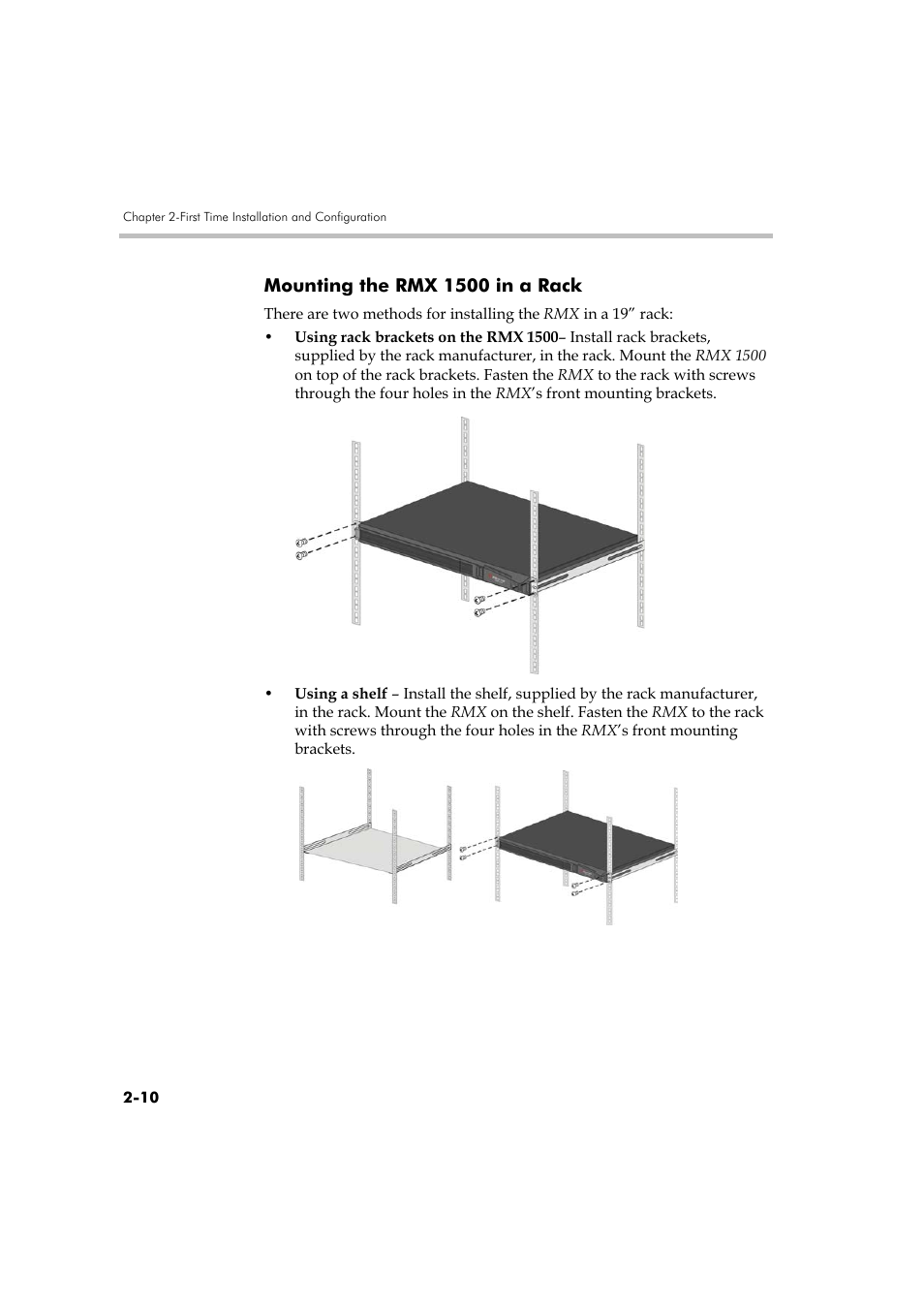 Mounting the rmx 1500 in a rack, Mounting the rmx 1500 in a rack -10 | Polycom DOC2560A User Manual | Page 42 / 188