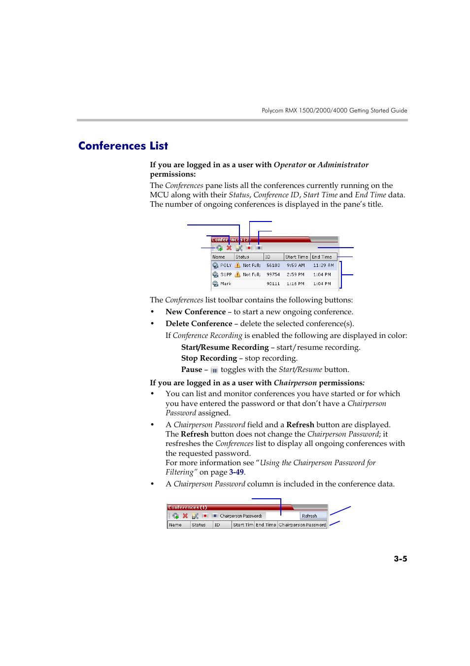 Conferences list, Conferences list -5 | Polycom DOC2560A User Manual | Page 83 / 188