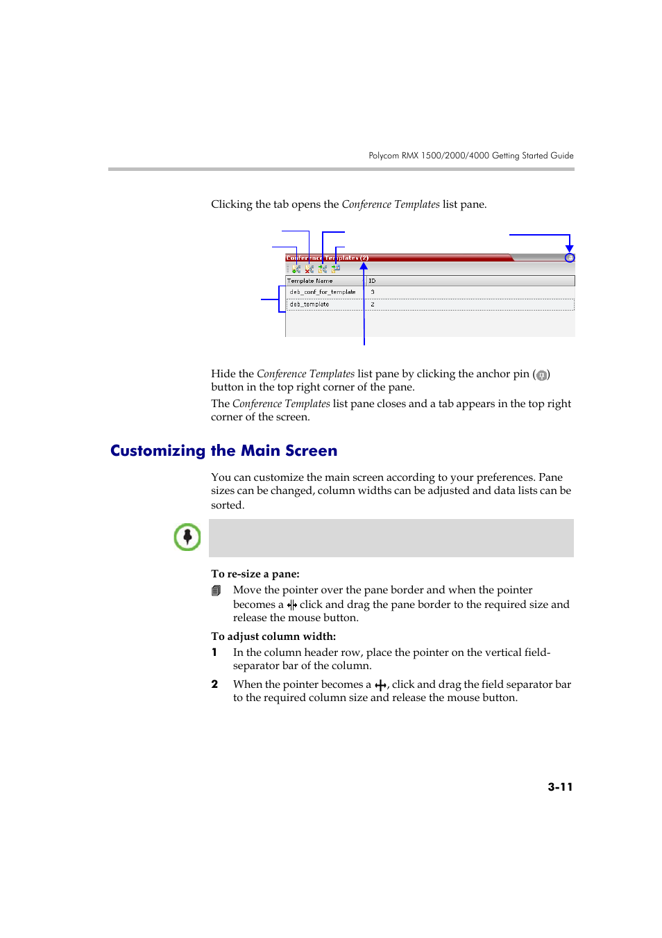 Customizing the main screen, Customizing the main screen -11 | Polycom DOC2560A User Manual | Page 89 / 188