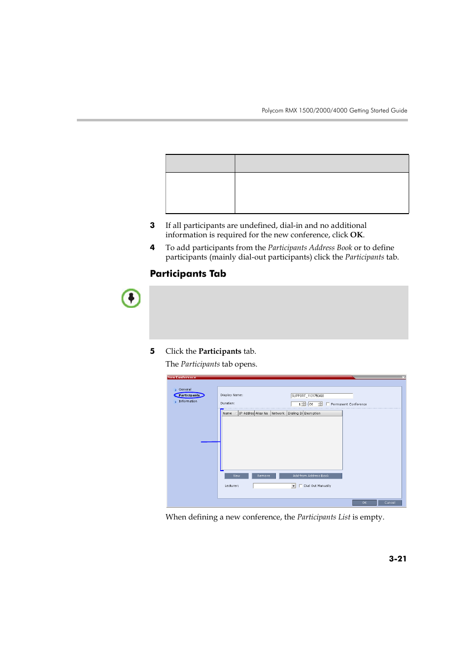 Participants tab, Participants tab -21 | Polycom DOC2560A User Manual | Page 99 / 188