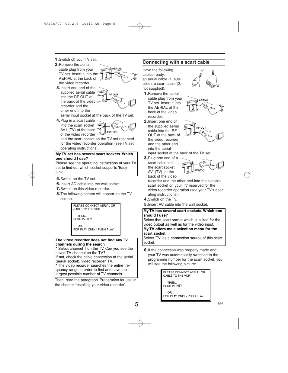 Connecting with a scart cable | Polycom VIDEOPLUS VR630/07 User Manual | Page 5 / 28