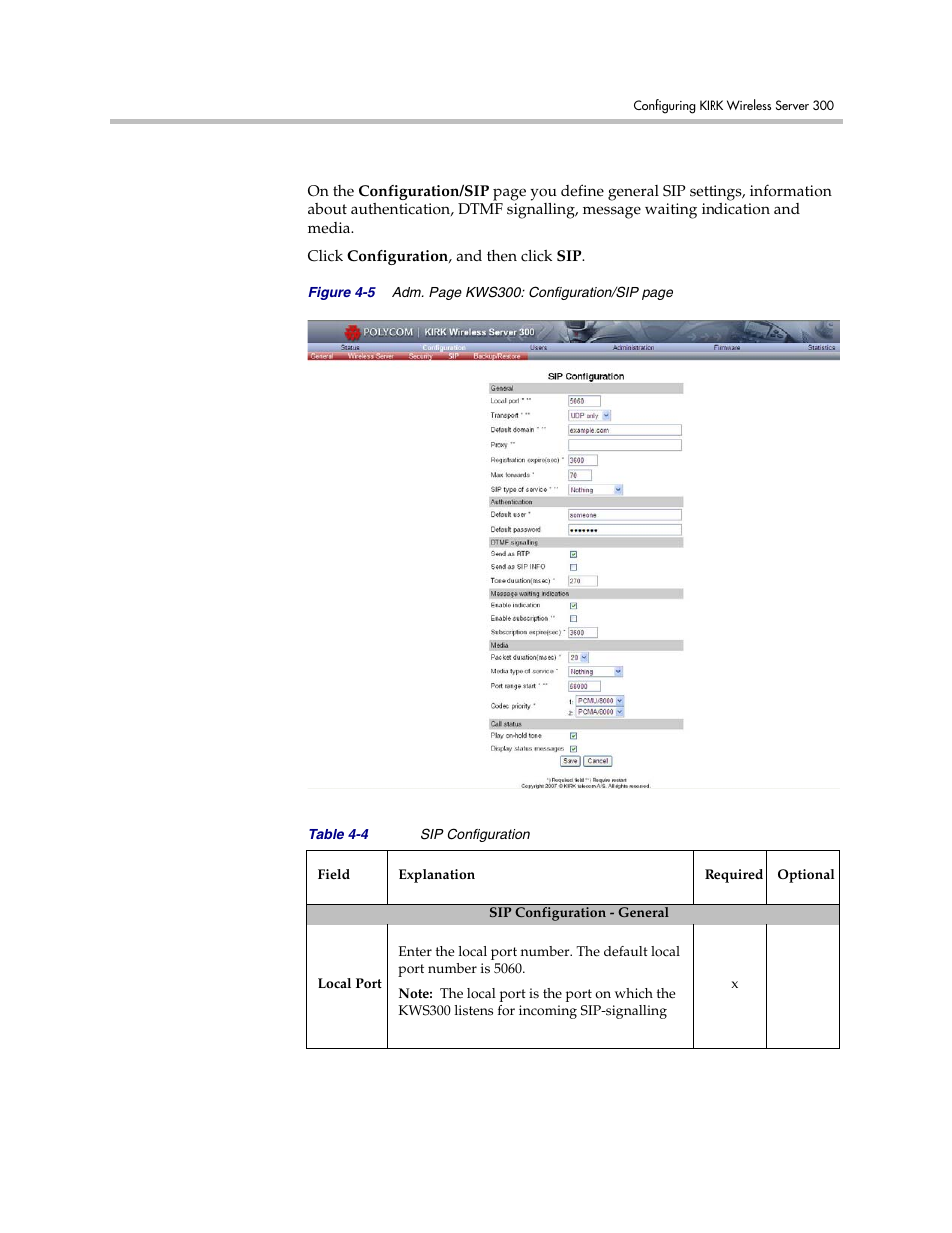 Sip configuration, Sip configuration –6 | Polycom VoiceStation 300 User Manual | Page 24 / 60