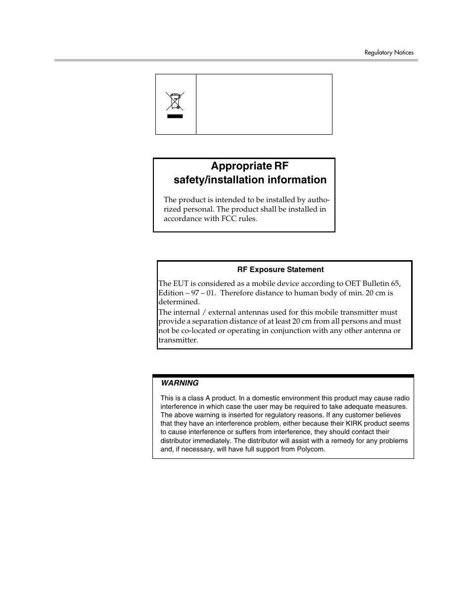 Appropriate rf safety/installation information | Polycom VoiceStation 300 User Manual | Page 49 / 60