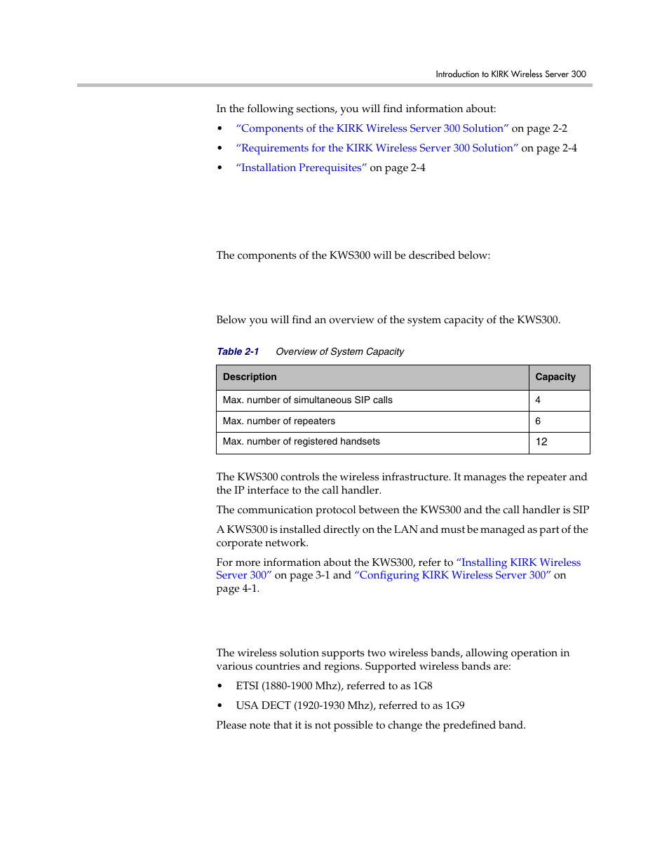 Kirk wireless server 300, Wireless bands, Kirk wireless server 300 –2 wireless bands –2 | Polycom VoiceStation 300 User Manual | Page 9 / 60