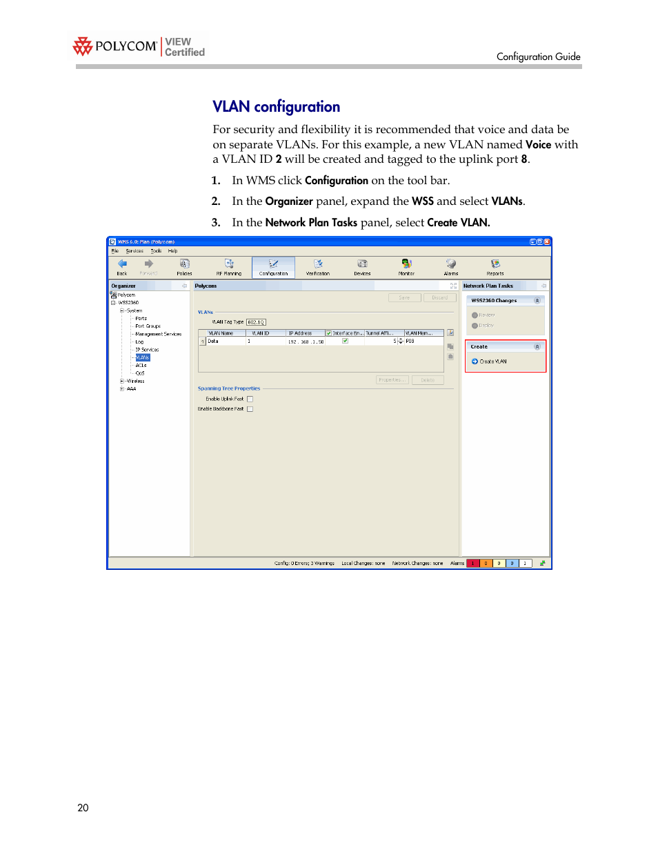 Vlan configuration | Polycom 2300 User Manual | Page 20 / 39