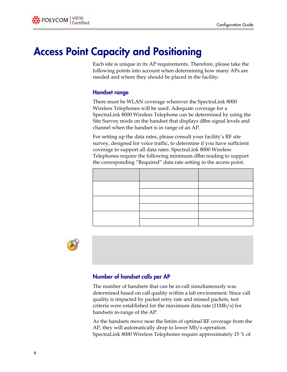 Access point capacity and positioning | Polycom 2300 User Manual | Page 6 / 39