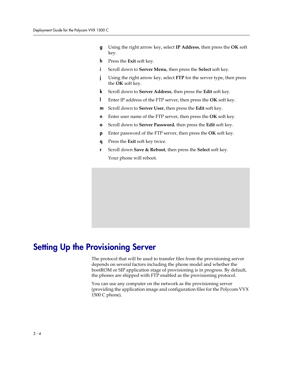 Setting up the provisioning server, Setting up the provisioning server –4 | Polycom VVX 1500 C User Manual | Page 24 / 52