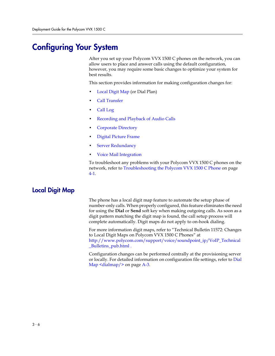 Configuring your system, Local digit map, Configuring your system –6 | Local digit map –6 | Polycom VVX 1500 C User Manual | Page 26 / 52