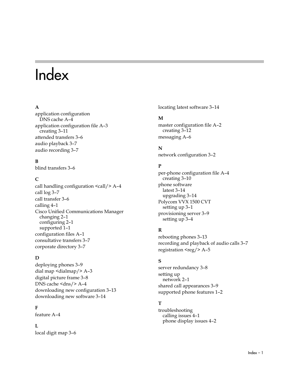 Index | Polycom VVX 1500 C User Manual | Page 51 / 52