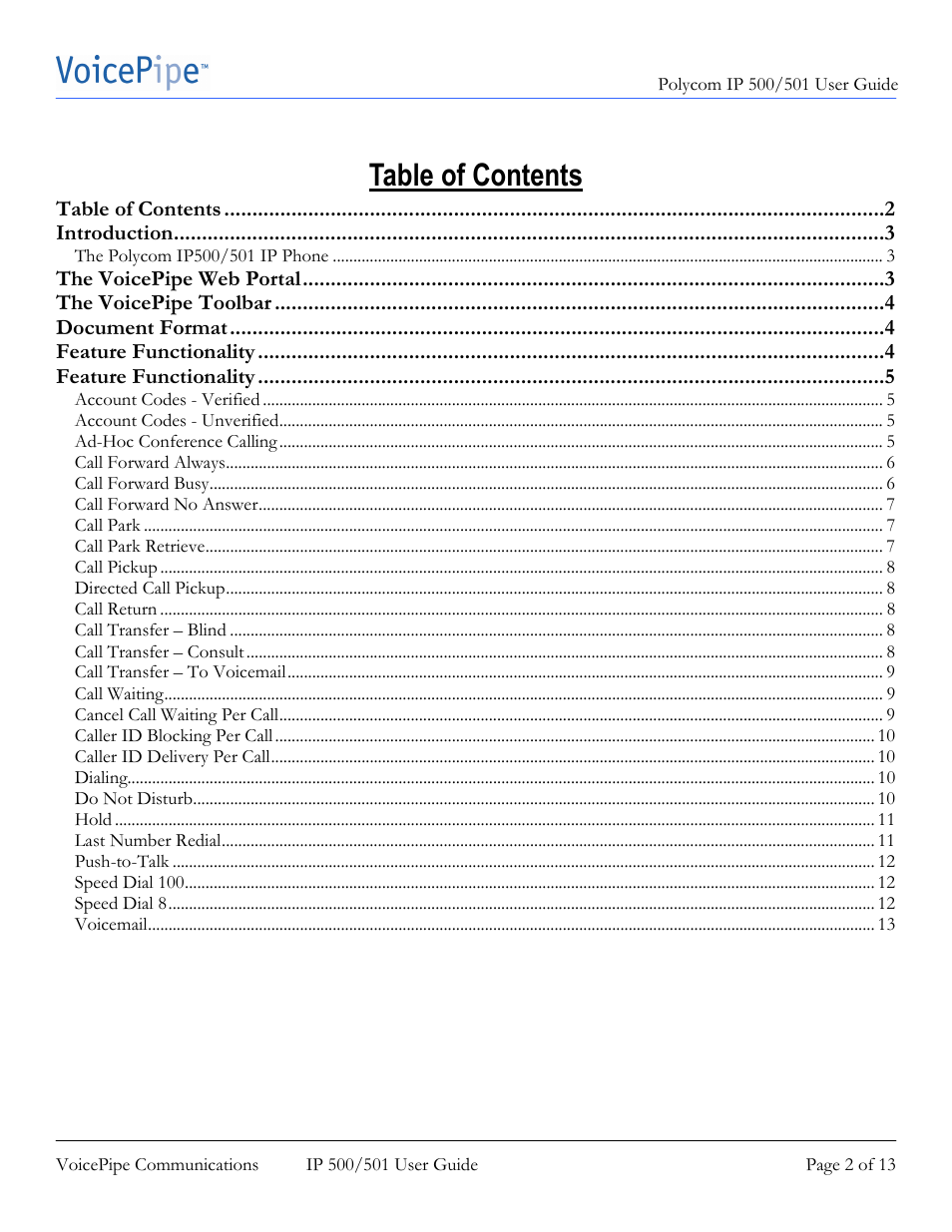 Polycom SoundPoint IP 500 User Manual | Page 2 / 13